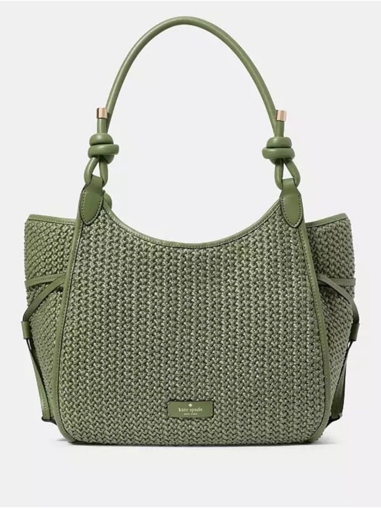 Kate Spade New York Stash Straw Carryall Shoulder Bag Cedar Stand